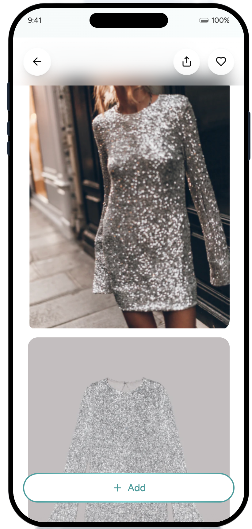 Blue Sarah product page for an evening dress